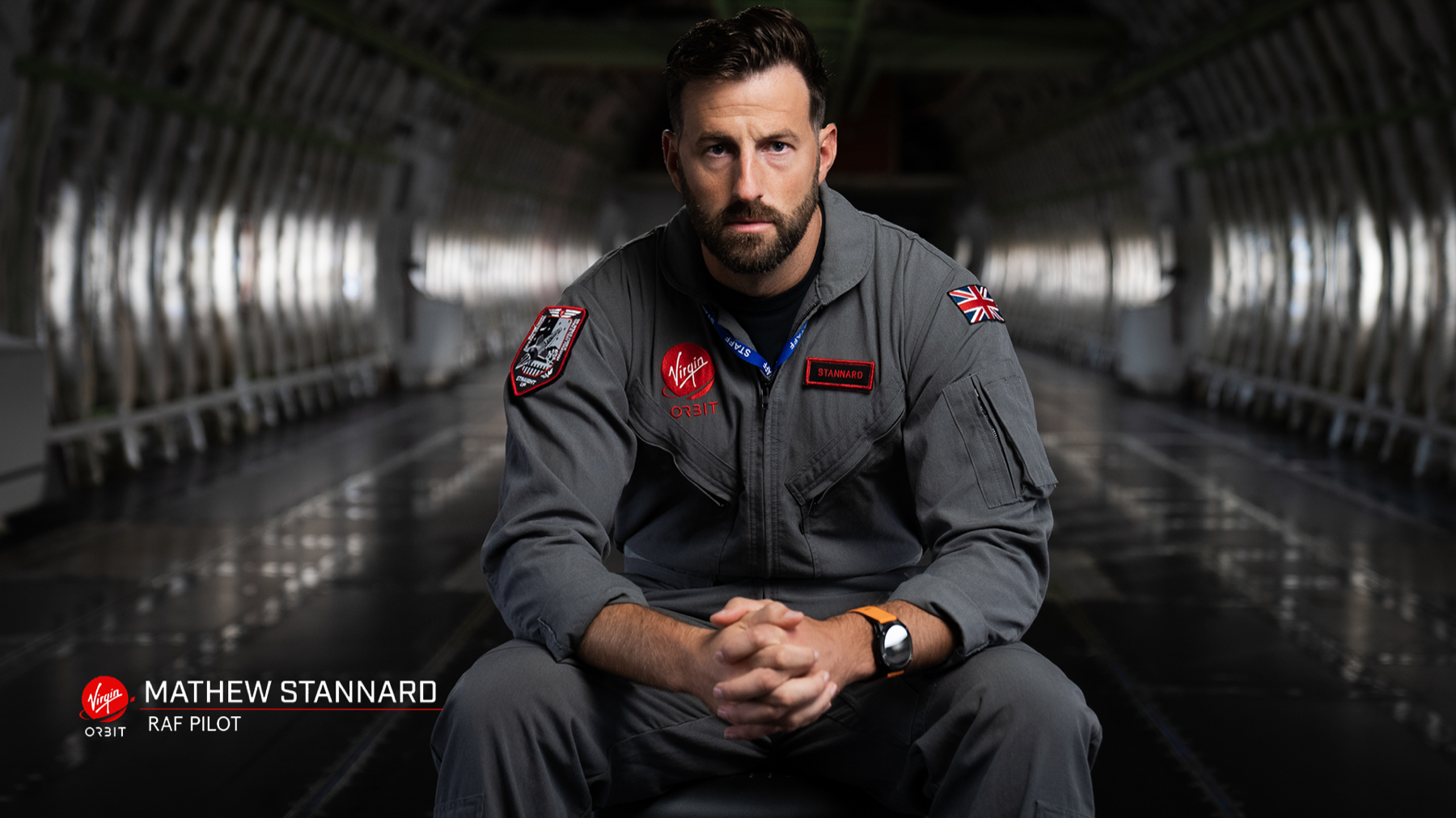 Stanny lower-third interview frame inside an aircraft environment.