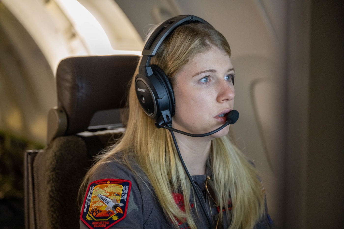 Pilot team members in the 747 cockpit.